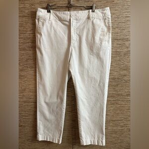 LOFT Outlet Pants Women 12 White Monroe Straight Ankle Chino High Waist Stretch